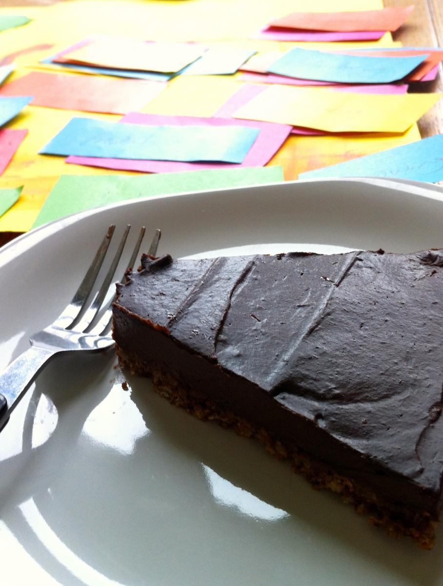 Enjoying Kate Binnie's chocolate tart as we got creative